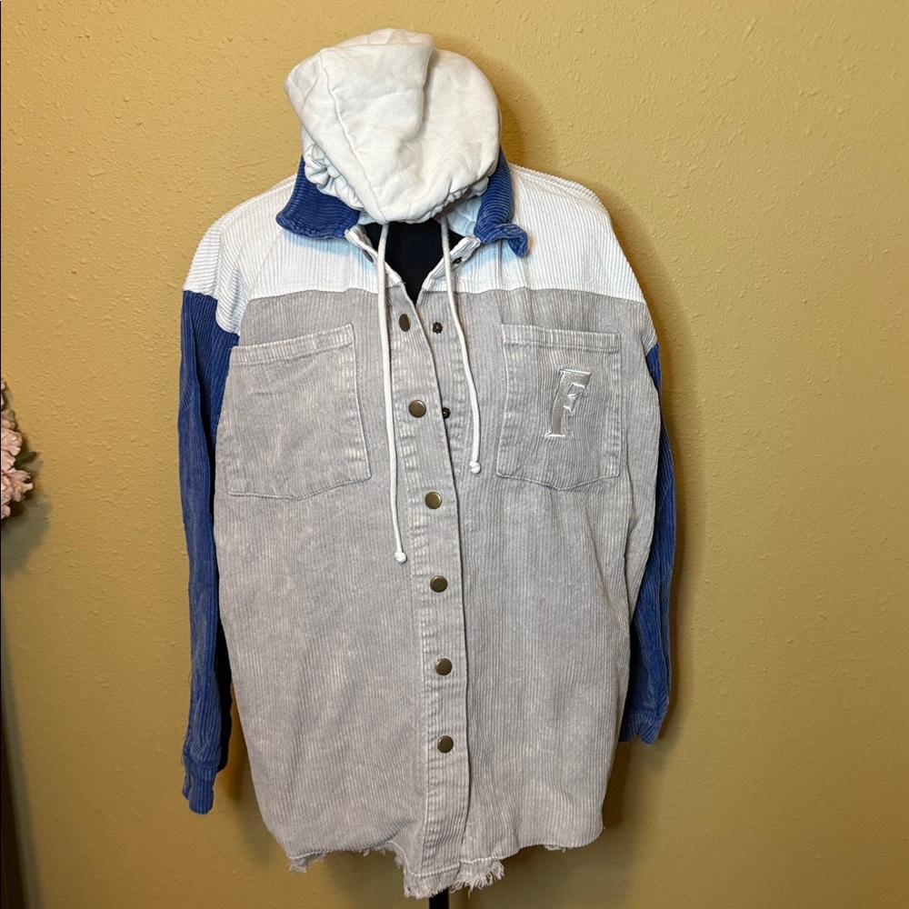 Florida Gators Women's Vintage Wash Corduroy Full-Snap Hooded Shacket